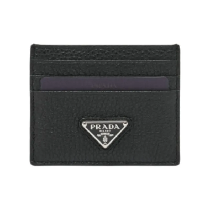 PRADA Leather Card Holder Card Holder Men's Black-2