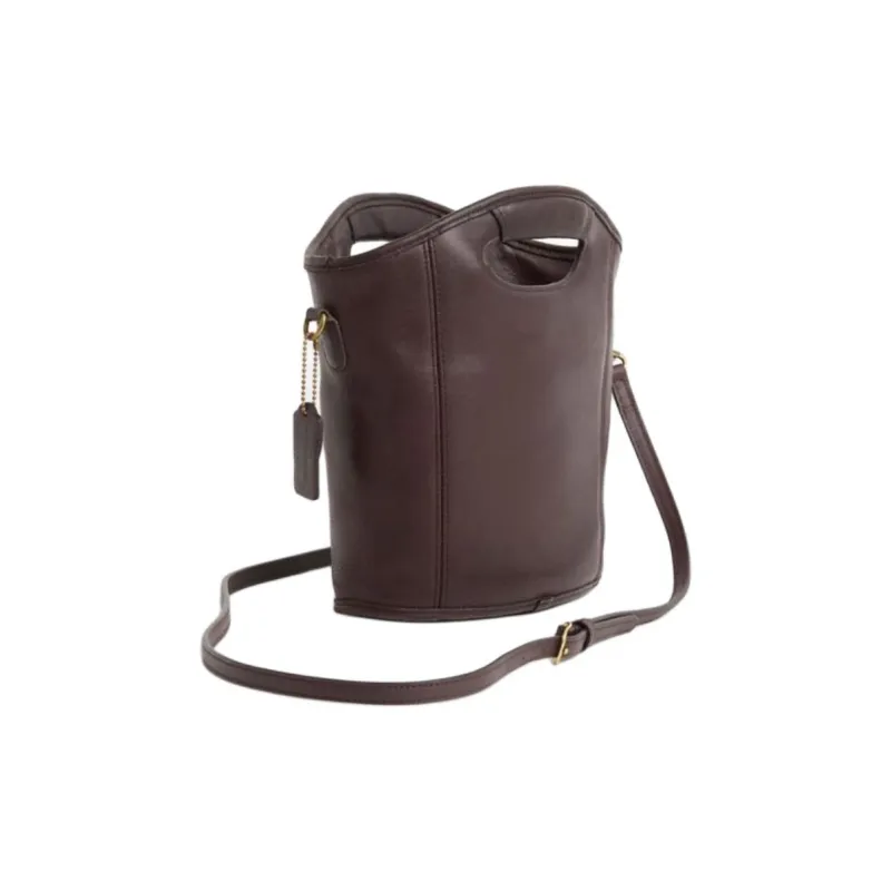 COACH Glove Tanned Leather, Leather Bucket Bag, One Shoulder Handbag Mini Women's Mahogany Brown-1
