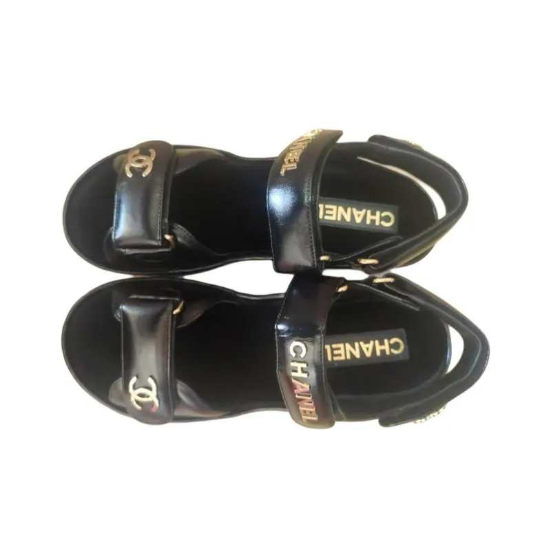 CHANEL 22BFW Strap Sandals Women's Black-2