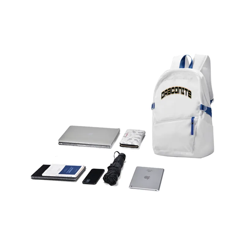DRACONITE Polyester Students Backpack Laptop Bag Unisex White Blue-4