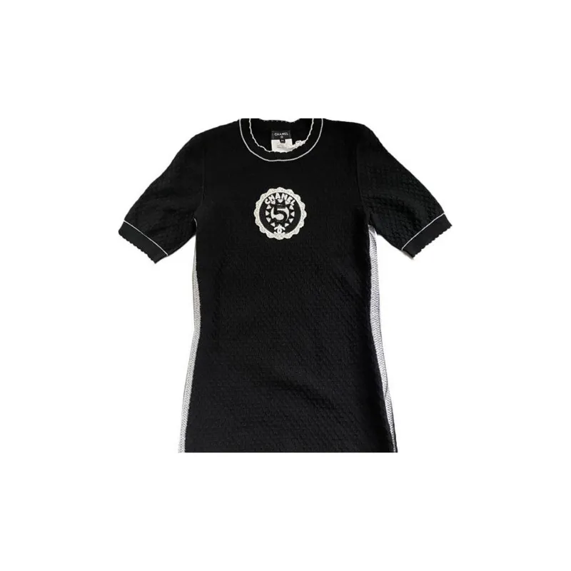 CHANEL 1986 1988 Nº5 Intarsia knit Dress-4