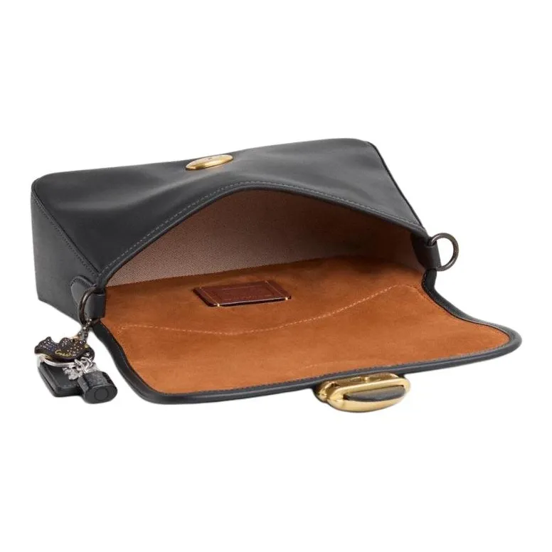 COACH Soft Tabby Leather Shoulder Bag Crossbody Bag Handbag Medium Size Women's Tin/Black-2