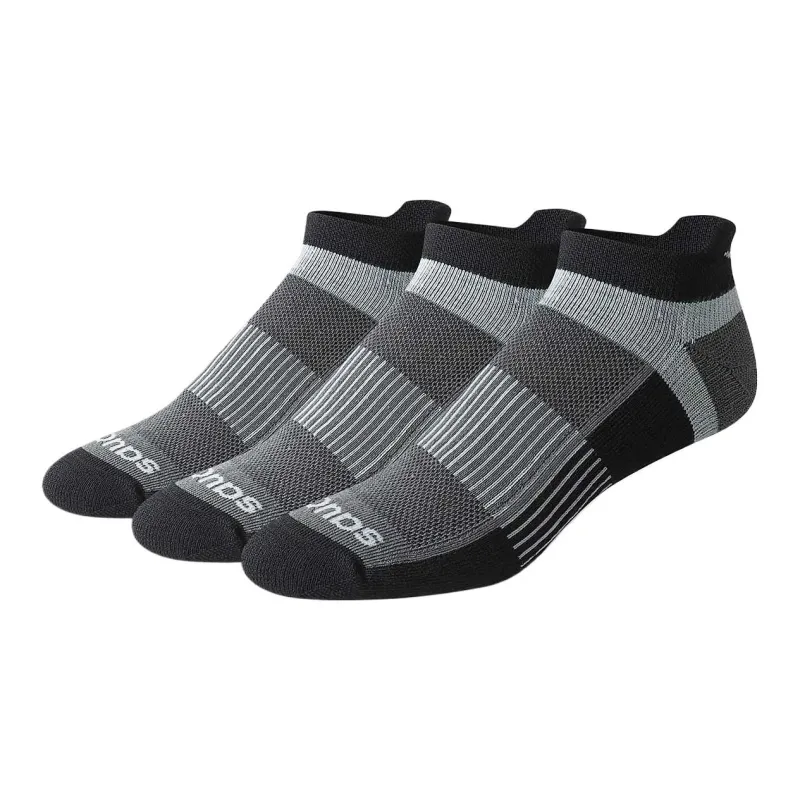 Saucony Inferno Cushioned No Show Tab Socks Sets Unisex 3 Pack Black-0