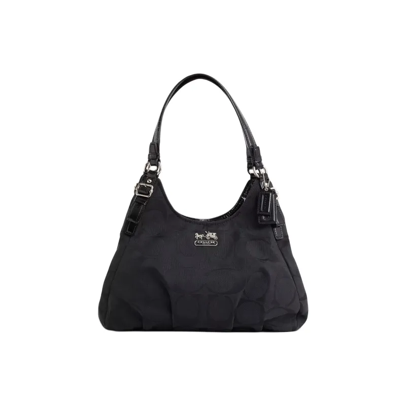 COACH Madison Signature Fabric One Shoulder Handbags Large Size Women's Silver & Black-0