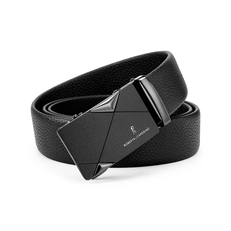 ROBERTA DI CAMERINO Top Grain Cow Leather Belts Men's Black 3.5CM-5