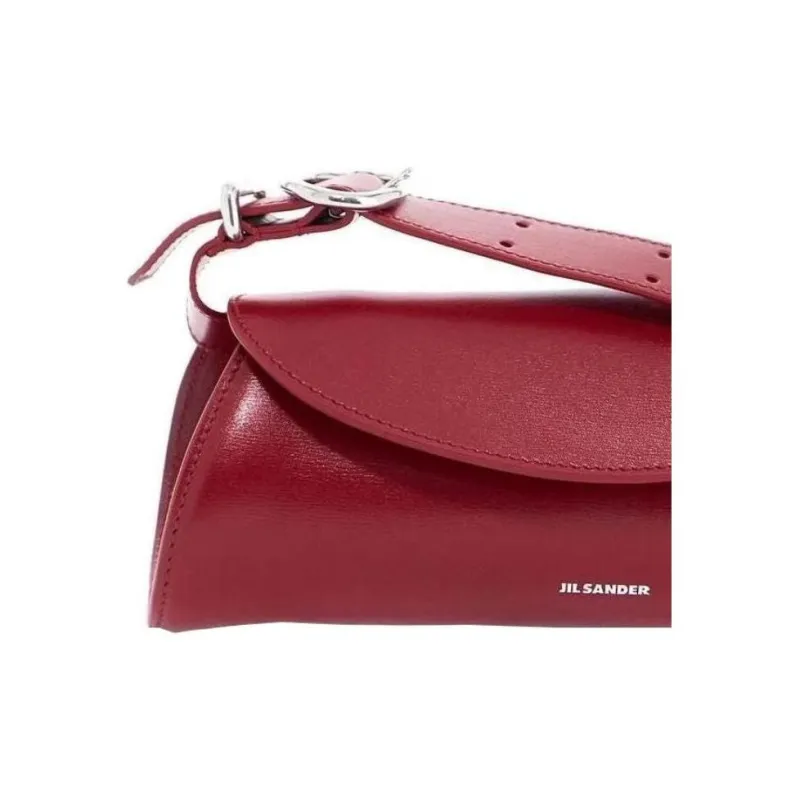 JIL SANDER Cannolo Calfskin Shoulder Bag Crossbody Bag Mini Women's Cedar Red-3