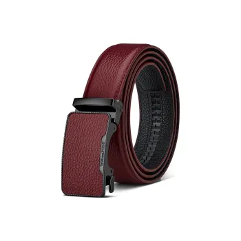 WilliamPOLO Cow Leather Leather Belts Men's Red 3.5cm
