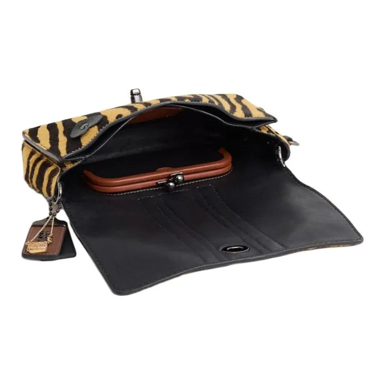 COACH Dinky Calfskin Crossbody Bag Shoulder Bag Medium Size Women's Tiger Orange-2
