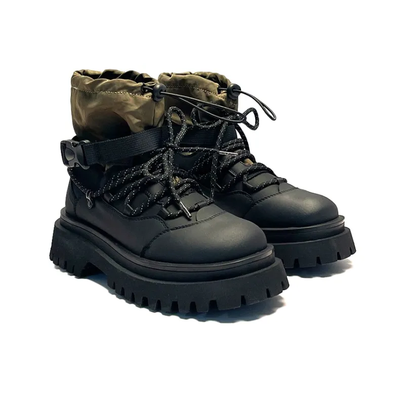 JIPOSEN Ankle Boots Unisex Army Green-2