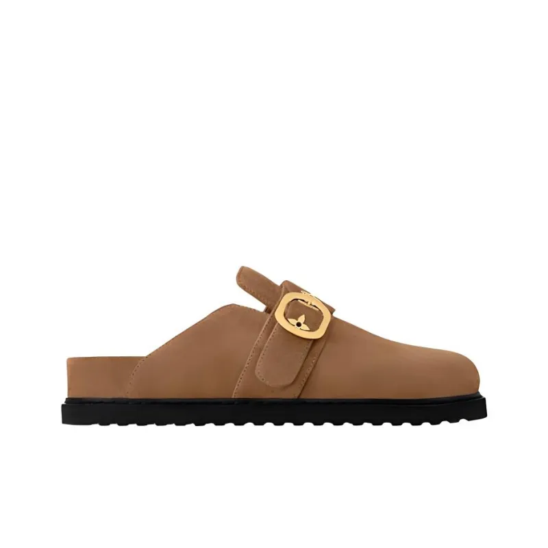 LOUIS VUITTON Abrasion Resistant Closed Toe Slippers Women's Brown-1