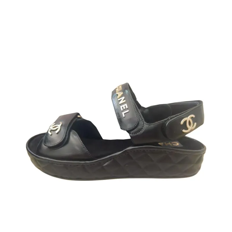 CHANEL 22BFW Strap Sandals Women's Black-0
