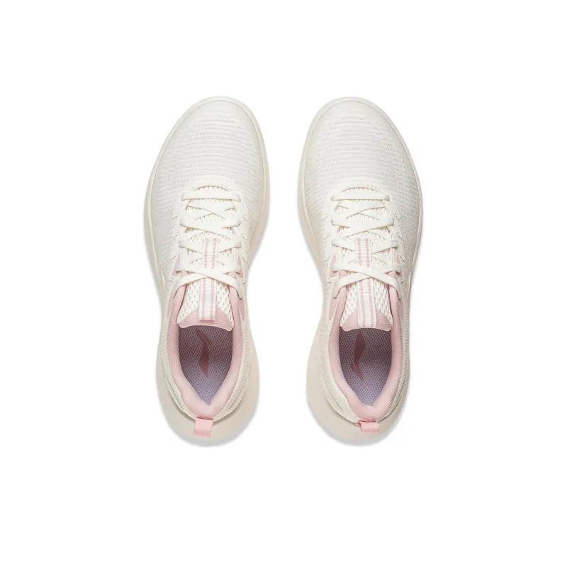 LiNing Feather Cushioning, Slip Resistant, Abrasion Resistant, Lightweight Low Top Running Shoes Women's White Pink-3