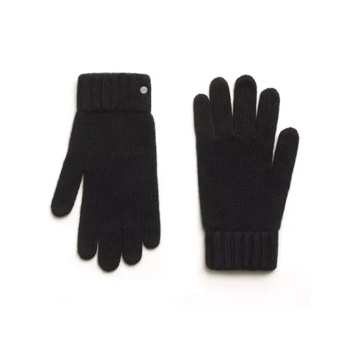 HERMES Cashmere Palladium-Plated Knit Gloves Men's Black
