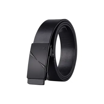 15 MINS Cow Split Leather Belts Men's Black 3.3cm