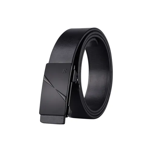 15 MINS Cow Split Leather Belts Men's Black 3.3cm