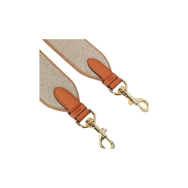 MCM Aren Fabric With Calfskin Trim Bag Strap Unisex Brown/Orange-2