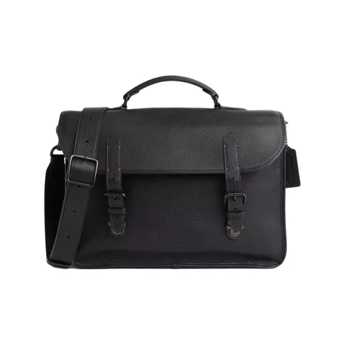 COACH Carriage Leather One Shoulder Portable Briefcase Large Size Men's Black