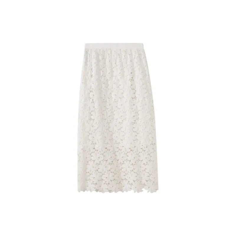 SHUIYUNJIAN Casual Long Skirt Women's Ivory White-1
