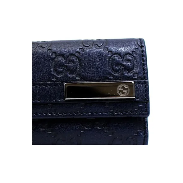 GUCCI Leather Key Pouch Men's Dark Blue-4