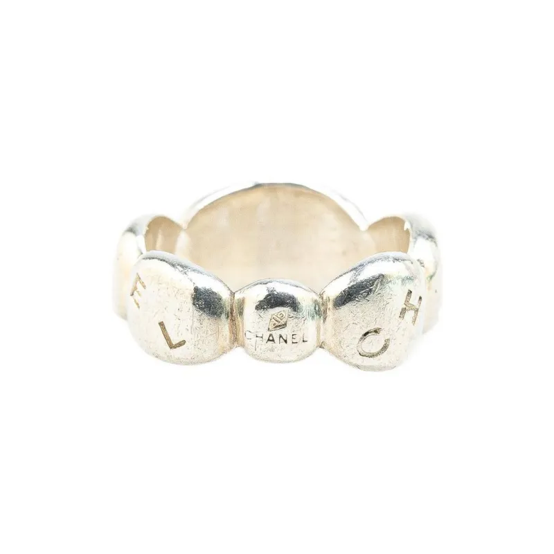 CHANEL 2000 2020 Sterling Silver Logo Engraved Ring-4