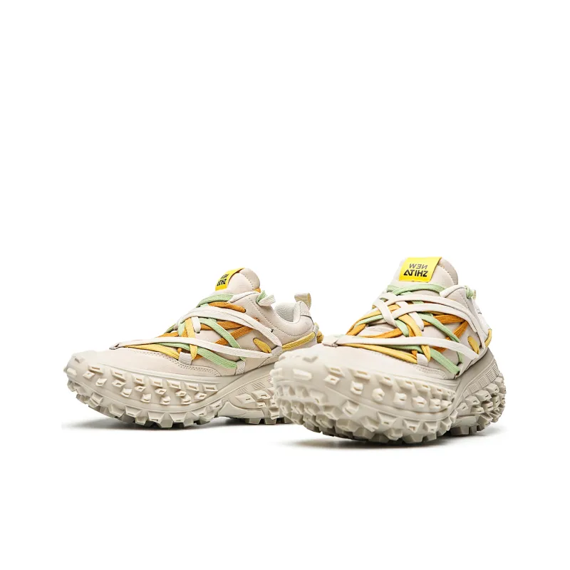MVA Anti Slip Wear Resistant Breathable Impact Resistant Lightweight Low Top Chunky Sneakers Unisex Beige-3