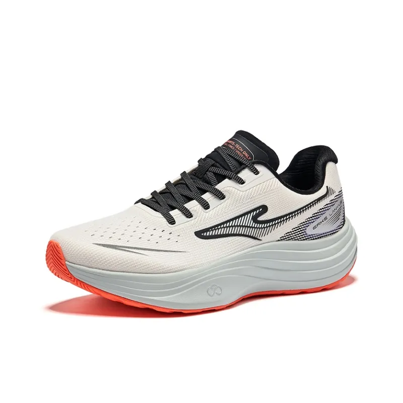 Erke Smocking Cushioning Rebound Low Top Training Running Shoes Men's Microcrystal White Jet Black-2