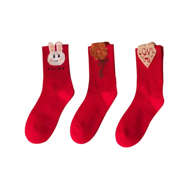 Qiao Ni Tong Mid Calf Socks Unisex Combo Set-3