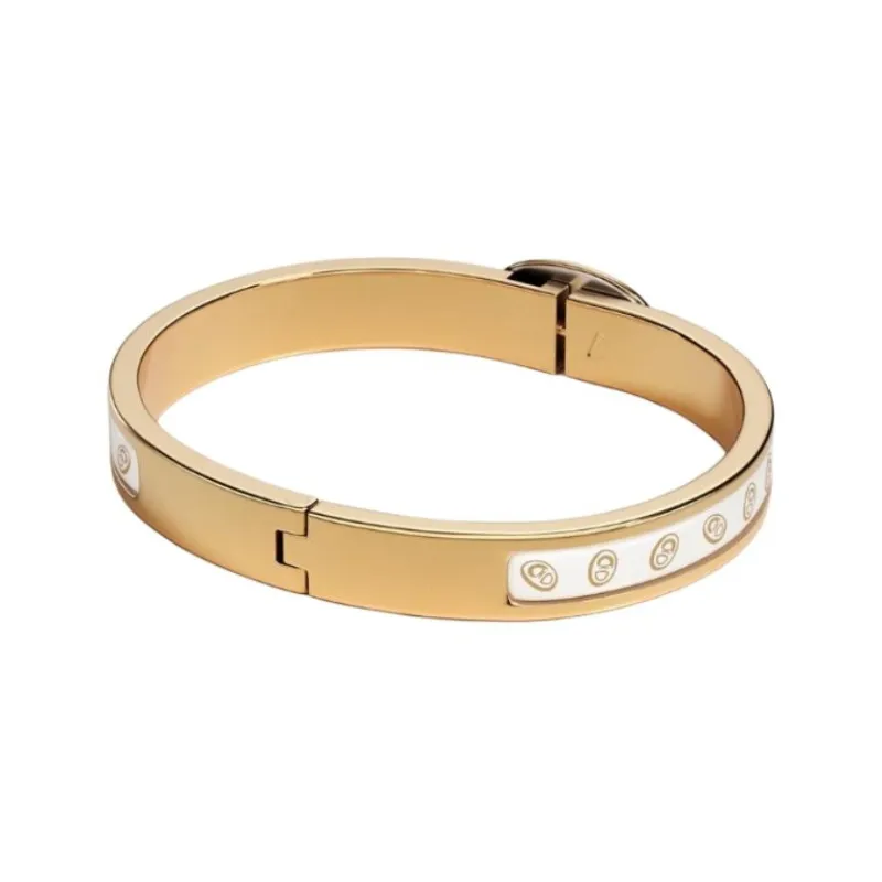 HERMES Gold-Plated Bangles Women's White-1