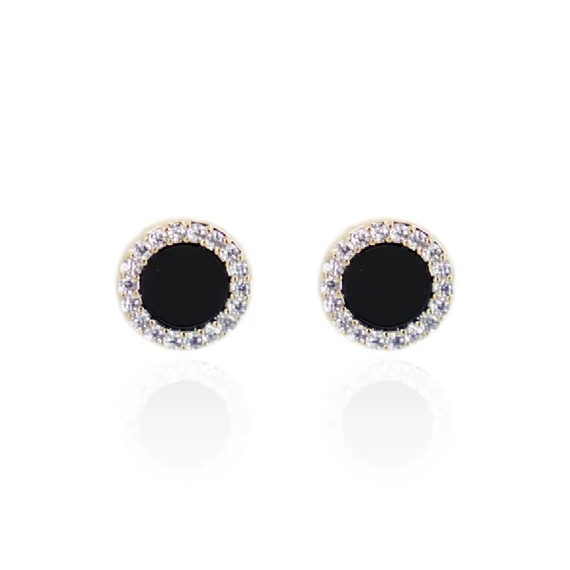 PINK U Alloy Stud Earrings Women's Black-0