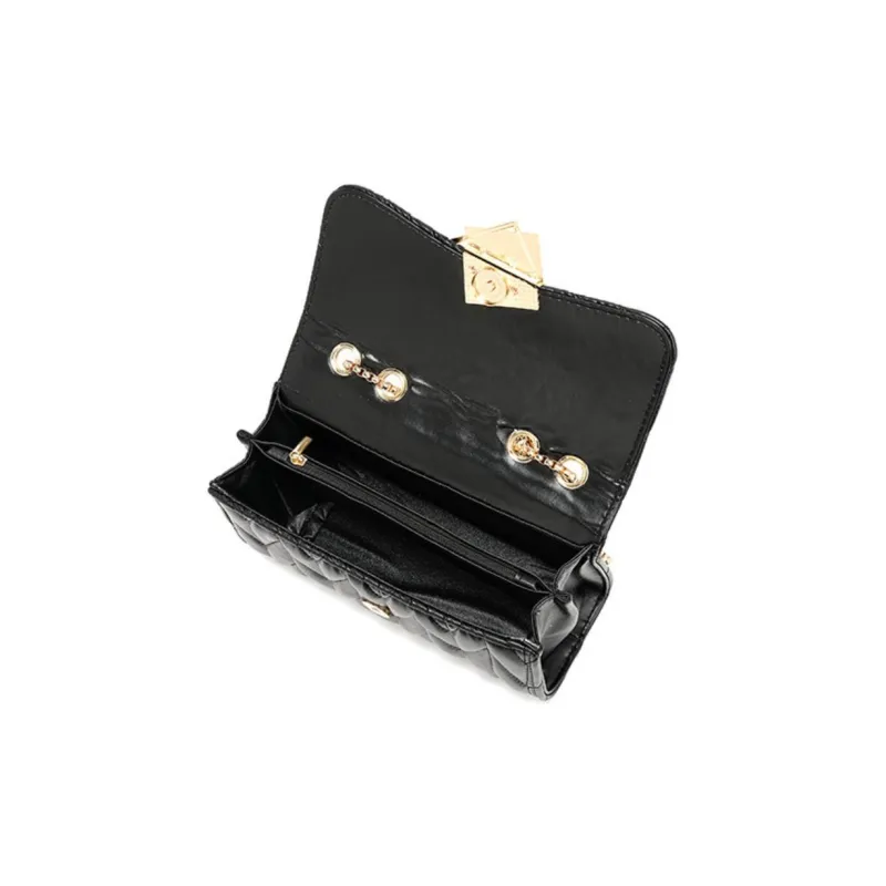 Worm's Home PU Small Square Bag Shoulder Bag, Crossbody Bag Women's Black/White-1