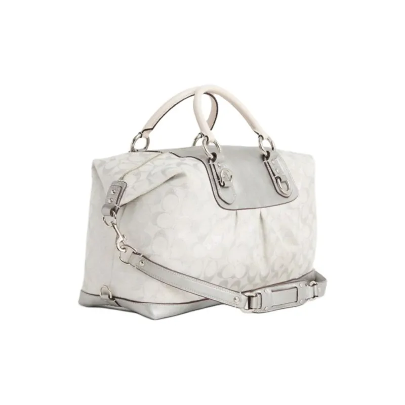 COACH SATCHEL Smooth Leather One Shoulder Handbags Large Size Women's Silver-1