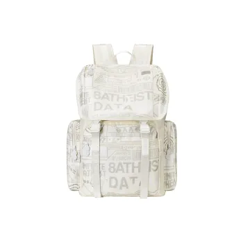 8atheist Polyester Student Backpack Regular Unisex Ecru