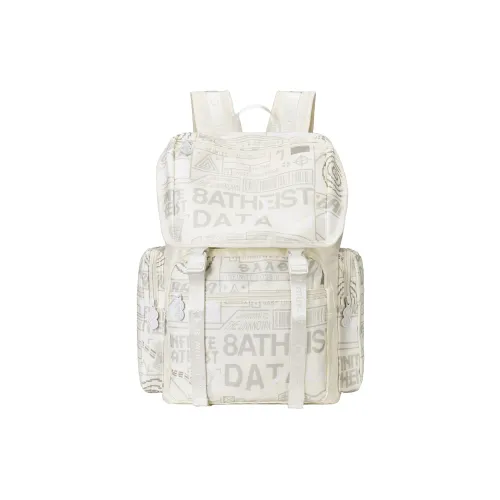 8atheist Polyester Student Backpack Regular Unisex Ecru