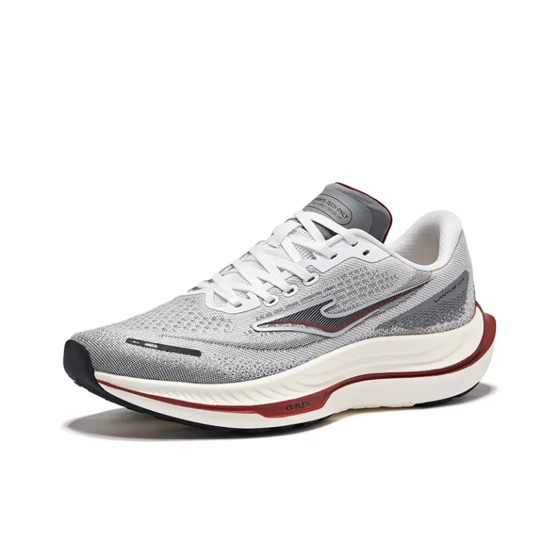 Erke Lightweight Cushioning Rebound Low Top Running Shoes Men's Erke White Steel Gray-2
