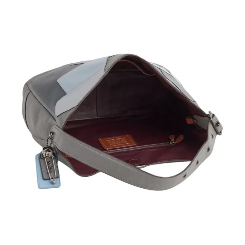 COACH Bedford Glove Tanning Hobo Bag Handbag Shoulder Bag Large Size Women's Tin Gray With Heather Gray-2