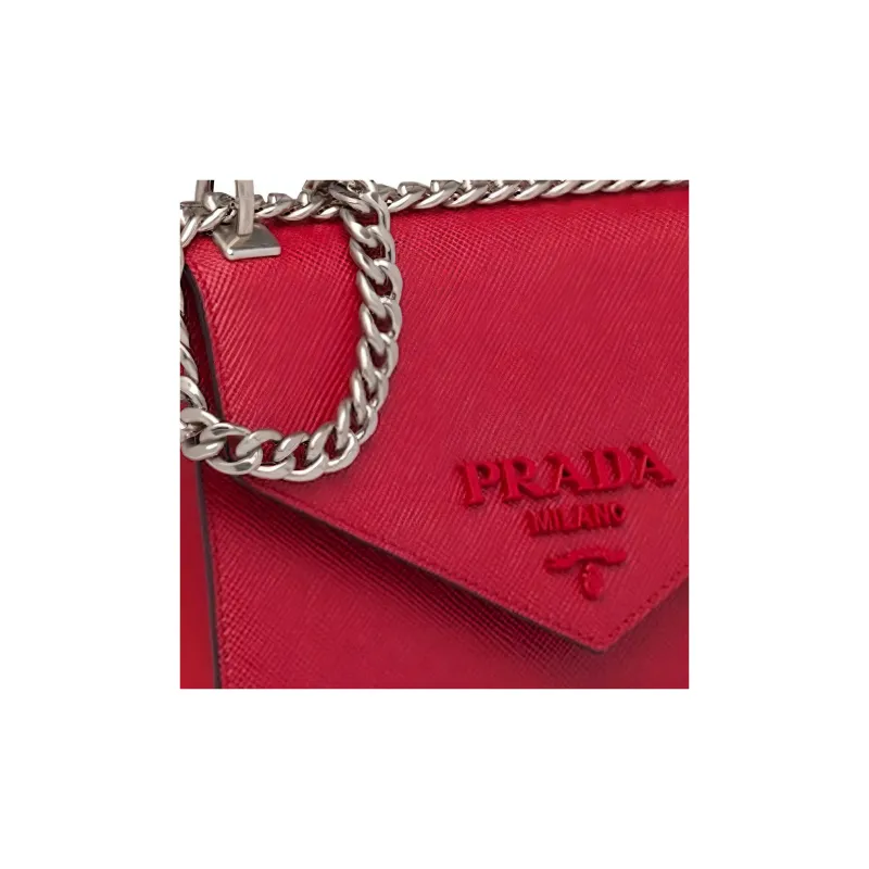 PRADA Saffiano Leather Shoulder Bag Crossbody Bag Women's Fire Red-4
