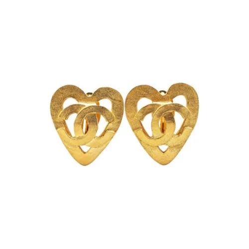 CHANEL 1995 Cc Heart Clip on Earrings