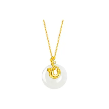 ZHOUBAIFU Hetian Jade Necklaces Pale Greenish White Jade Women's