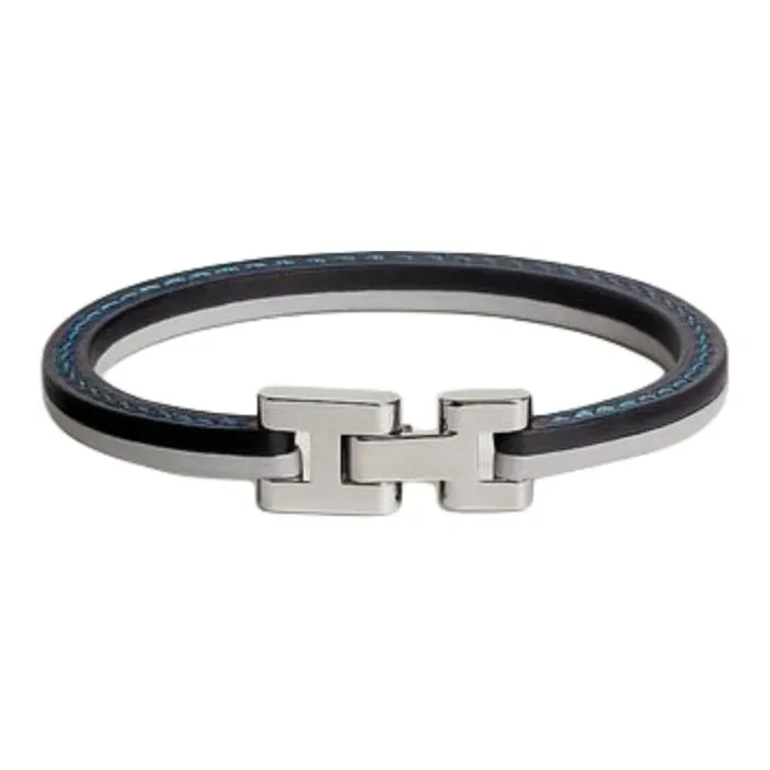 HERMES Palladium-Plated Bracelets Men's Blue Black-0