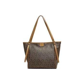 BASTO Pu Shoulder Bag Large Size Women's Brown/Beige White Brown