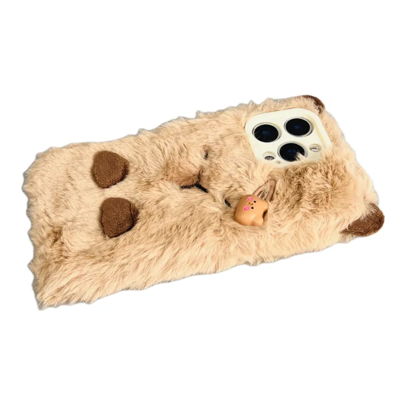 Wei Xin Plush Material Capybara Hair Clip Phone Cases Compatible With IPhone 16/15 Pro Max/13/14 Pro/Max Collection-3