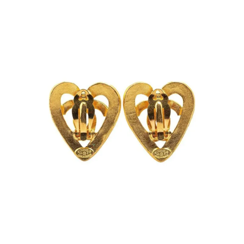 CHANEL 1995 Cc Heart Clip on Earrings-1