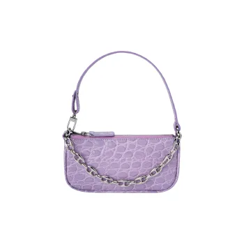 By Far Mini Rachel Leather Baguette Bag One Shoulder Handbag Mini Women's Purple