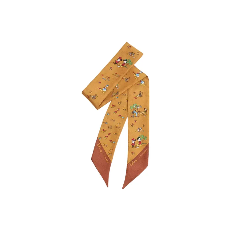 COACH Silk Scarves Unisex Honey Brown-0