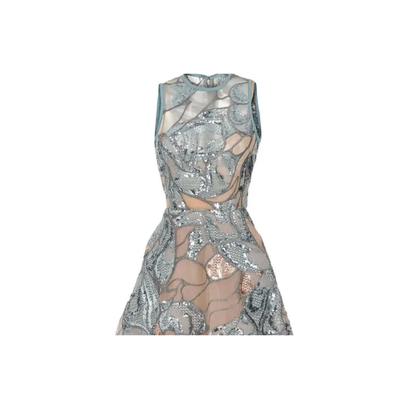 ELIE SAAB SS24 Sleeveless Dress Women's Blue-2