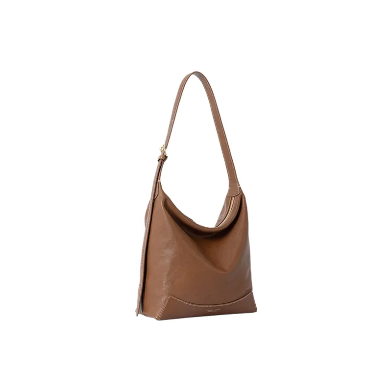 VANESSA HOGAN Top Grain Vegetable Tanned Cow Leather Shoulder Bag Large Size Women's Cocoa Red Brown-2