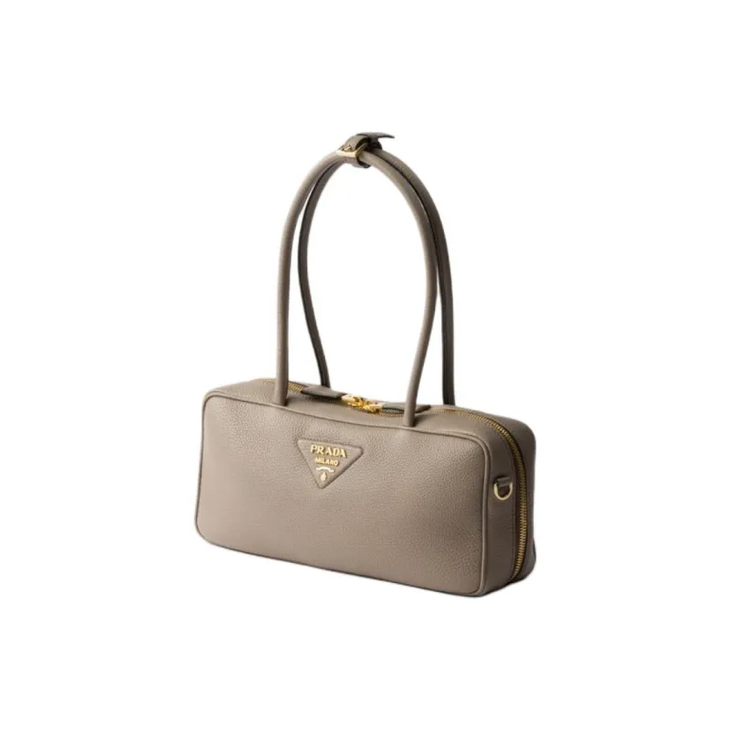 PRADA Calfskin Handbag Women's Mud Gray-1