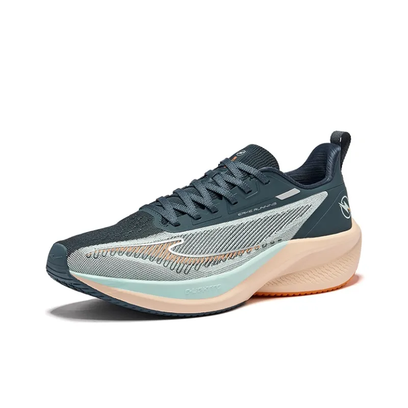 Erke Cushioning Lightweight Rebound Low Top Training Running Shoes Men's Copper Cyan Bubble Green-2