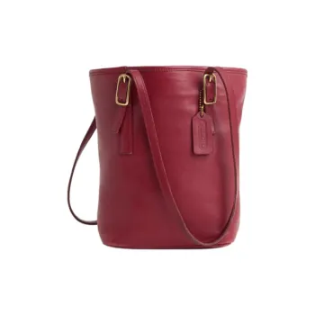 COACH LegacyWest Glove Tanning Tote Bag Shopping Bag Shoulder Bags Medium Size Women's Red
