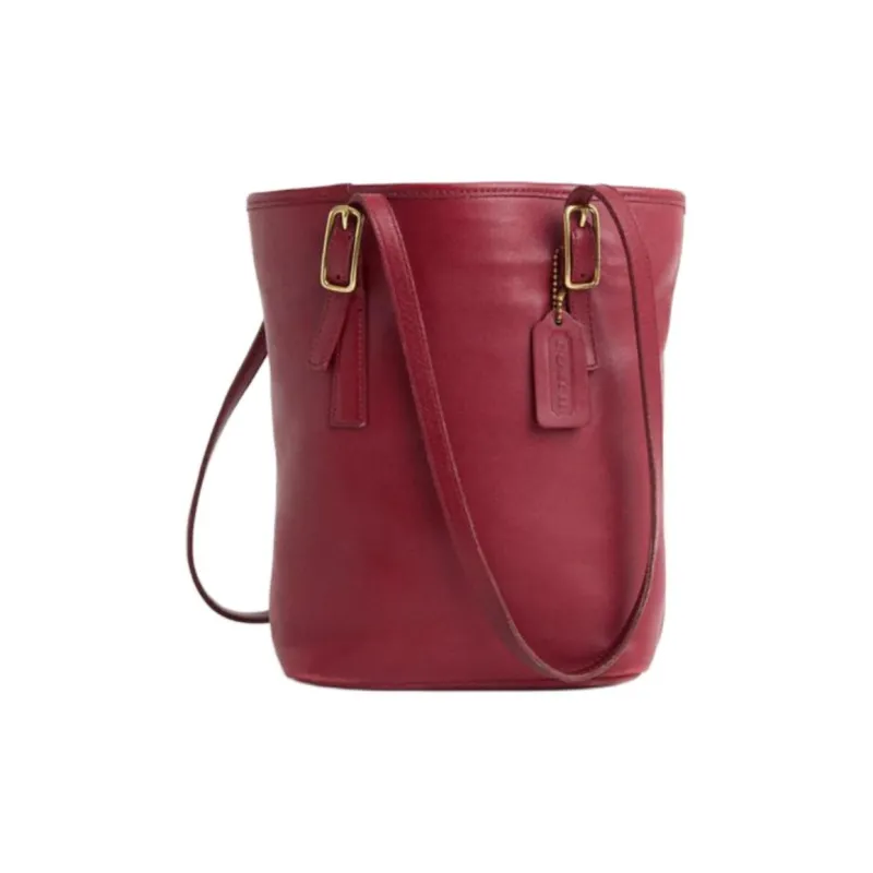 COACH LegacyWest Glove Tanning Tote Bag Shopping Bag Shoulder Bags Medium Size Women's Red-0